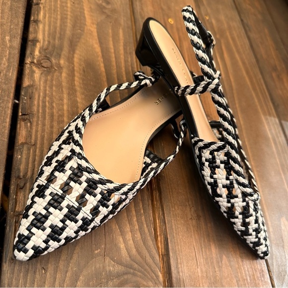 BRAND NEW Marc Fisher Woven Slingback Flats Black & Natural Size 9.5 Medium - Picture 7 of 8